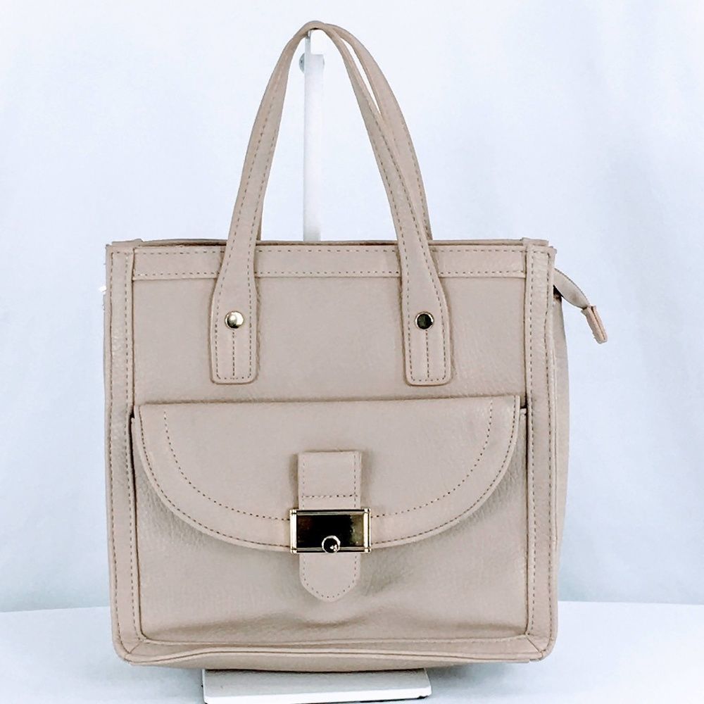 Olivia & Joy Pocketbook New York Purse Small Beige Satchel Bag